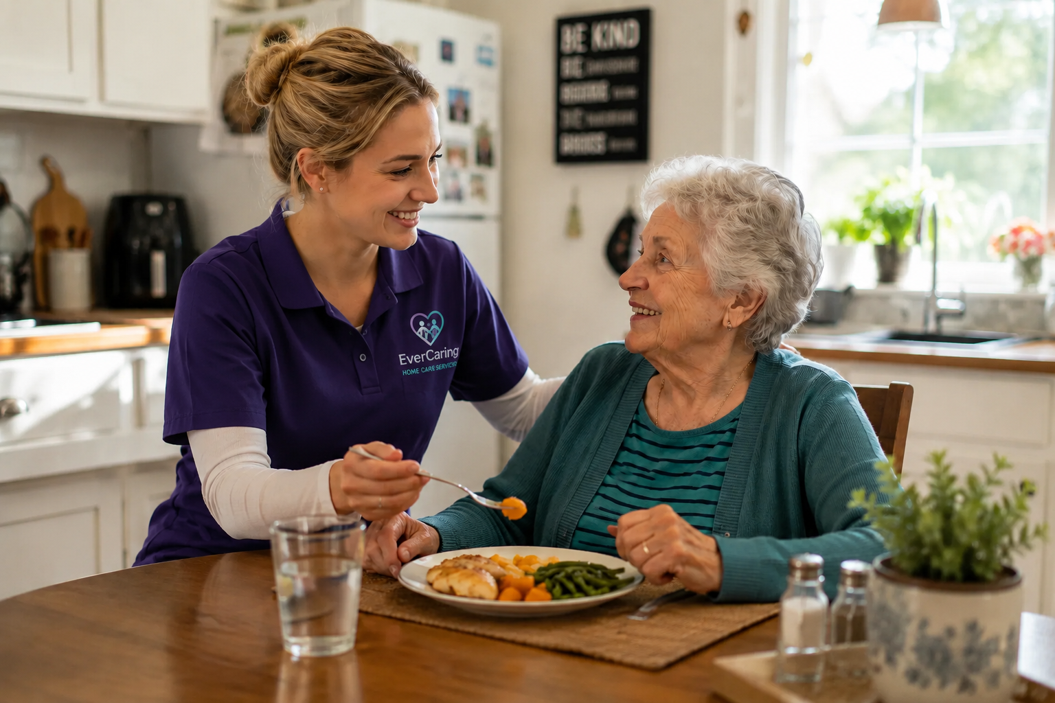 Caregiver helping an older adult with everyday support